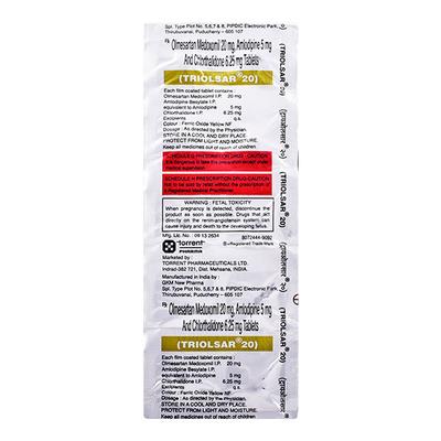 Triolsar 20mg Tablet 10'S - Hypertension-Ana