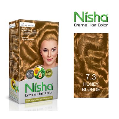 Nisha Creme Hair Color - 7.3 Honey Blonde 60 gm - Crème