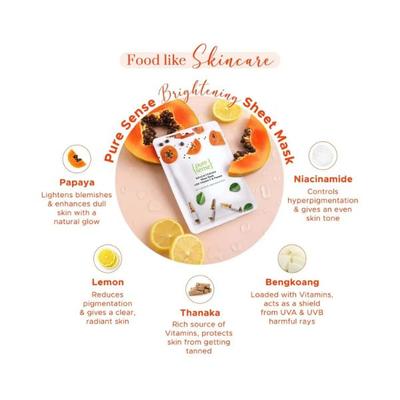 PureSense Brightening Sheet Mask with Vitamin C and Papaya For Deeply Hydrated Skin 15 ml - Sheet Masks