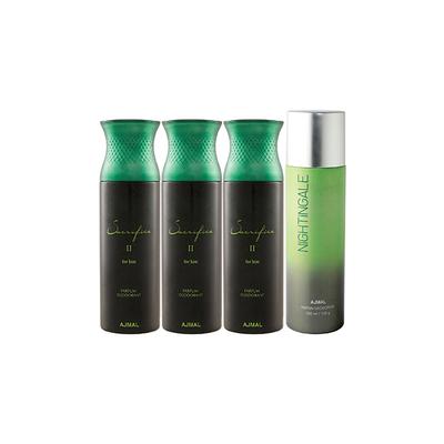 Ajmal 3 Sacrifice II For Him And 1 Nightingale Deodorants Pack of 4 200 ml - Deodorants/Roll-Ons