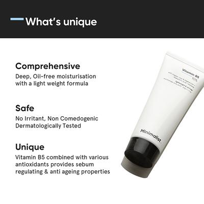 Minimalist Vitamin B5 10% Moisturizer with Copper,Zinc,Magnesium+Hyaluronic Acid + Betaine 50gm - Face Moisturizers