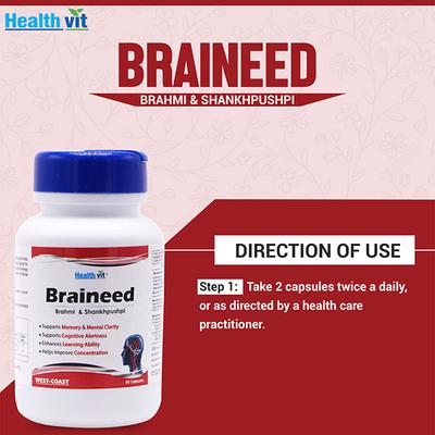 Healthvit Braineed Brahmi & Shankhpushpi Aid in Increasing Memory - Capsules 60's - Mental Health