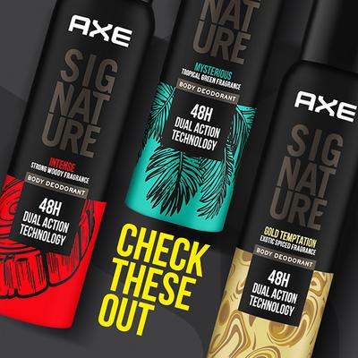 Axe Signature Dark Temptation Smooth Chocolate Fragrance 72H Dual Action Technology Body Deodorant 154ml - Men Deodorants/Roll-Ons
