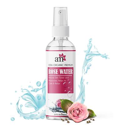AromaMusk 100% Organic & Natural Premium Rose Water For Face & Skin 100 ml - Toners