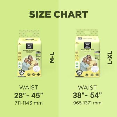 Pee Safe Adult Diaper Medium - Large High Absorbency (pack of 10) 1's - Adult Diapers & Pads
