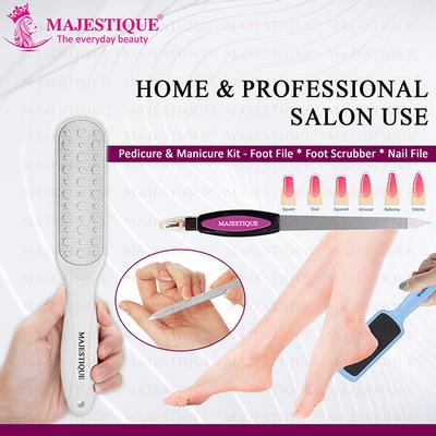 Majestique Large Double-Sided Foot Scrubber Set with Nail Filer, Hard Skin Removal - Multicolor 1's - Body Scrubbers & Brushes