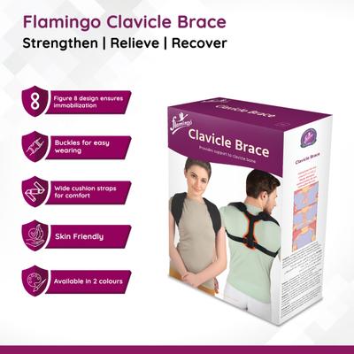 Flamingo Clavicle Brace (OC - 2018) (M) - Black - Back/Abdomen Supports