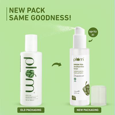 Plum Green Tea Alcohol-Free Face Toner for Oily, Acne-Prone Skin Glycolic Acid Fights Pimples 150 ml - Toners