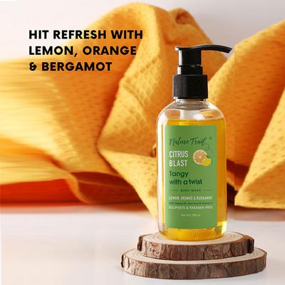 Nature Trail Citrus Blast Body Wash with Jojoba Oil and Aloe, Sulphate and Paraben Free 200 ml - Shower Gels & Body Wash