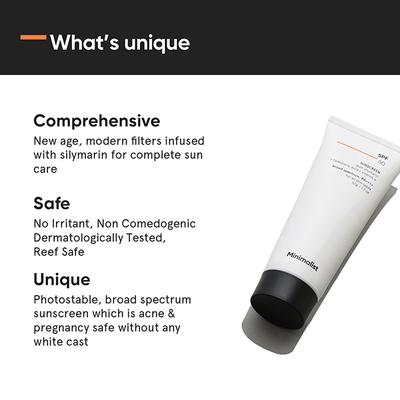 Minimalist SPF 60 Pa ++++ Sunscreen with Silymarin+Hyaluronic Acid+Vitamin E 50gm - Face Sunscreen