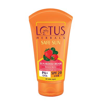 Lotus Herbals Safe Sun Sun Block Cream Pa+ Spf-20 100 Gm - Face Sunscreen