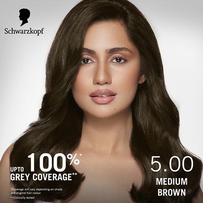 Schwarzkopf Simply Colour Permanent Hair Colour For 100% Grey Coverage - 5.00 Medium Brown 142.5 ml - Crème