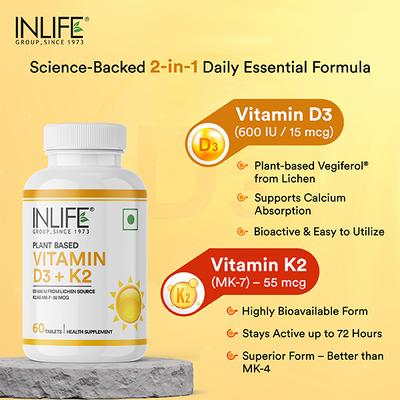 INLIFE Vitamin D3 K2 Veg Tablets 60's - Multi-Vitamins