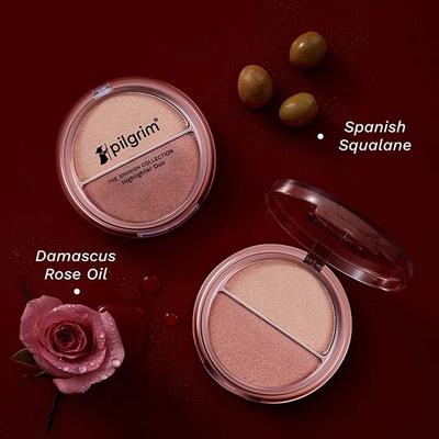Pilgrim Highlighter Duo lightweight & Long Lasting Highly-Pigmented Powder Champagne Gold & Rose Gold - 01 11 g - Highlighters & Illuminators