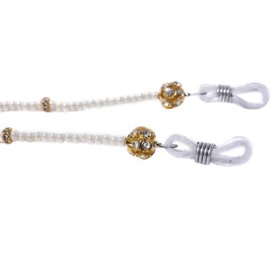 Modisch Off White Moti And Golden Diamond Shine Stone Sunglasses Chain (JC-16Sow) 1's - Wearables Sunglasses