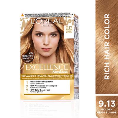 L'Oreal Paris Excellence Fashion Hair Color with Color Boost, 9.13 Golden Blonde 172 ml - Crème