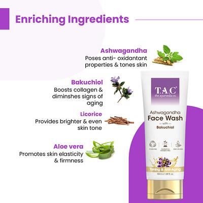 Tac - The Ayurveda Co Ashwagandha Face Wash with Bakuchiol 50 ml - Face Wash & Cleansers
