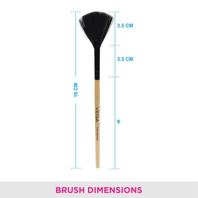 Vega Fan Makeup Brush, Wooden Color 2's - Face Brush