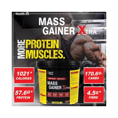 Healthvit Fitness Mass Gainer Xtra with Vitamins and Minerals Chocolate Flavour 5kg / 11.02 lbs 5000 gm - Multi-Vitamins