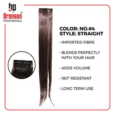 Bronson Professional Hair Extensions Side Patch Straight 2 Clip-In 24 inch Dark Brown No 4 1's - Hair Clips/Bands