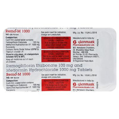 REMO M 1000mg Tablet 10's - Diabetes-Ant