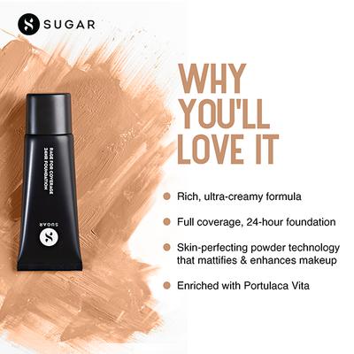 SUGAR Cosmetics Rage For Coverage 24Hr Foundation - 55 Americano - Medium Deep Warm Undertone 25 Ml - Foundation