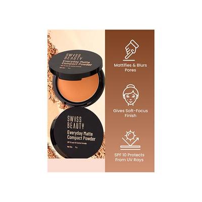 Swiss Beauty Everyday Matte Compact With SPF 10 Almond 9gm - Compact Powder