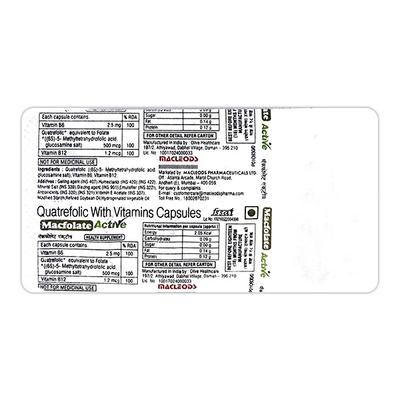 MACFOLATE ACTIVE Capsule 10's - Supplements-Vam
