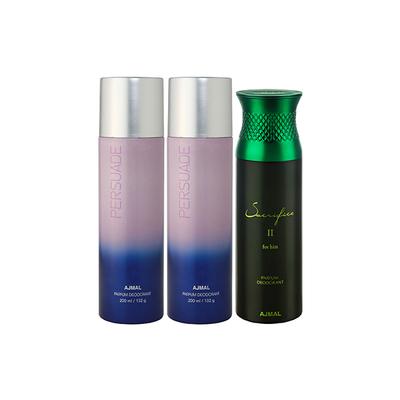 Ajmal 2 Persuade And 1 Sacrifice II For Him Deodorants Pack of 3 200 ml - Deodorants/Roll-Ons