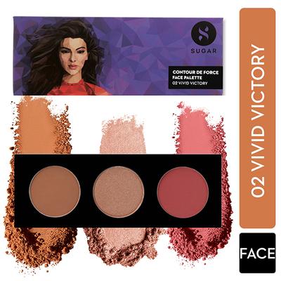 SUGAR Cosmetics Contour De Force Face Palette 02 Vivid Victory 12 gm - Face Palettes