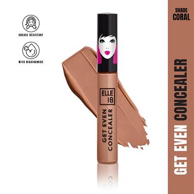 Elle 18 Get Even Concealer, Coral, Buildable Coverage, For Dark Spots & Fine Lines 5.4 ml - Concealer