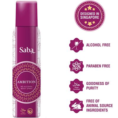 Saba Ambition No Alcohol Deodorant Body Spray for Women 150 ml - Women Deodorants/Roll-Ons