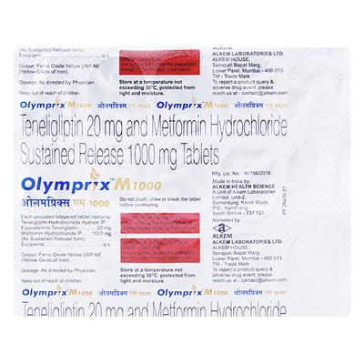 Olymprix M 1000mg Tablet 15'S - Diabetes-Ant
