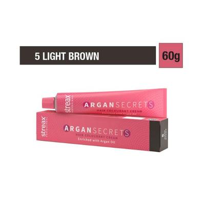Streax Professional Argan Secret Hair Colourant Cream with Argan Oil - Light Brown 5 60 gm - Crème