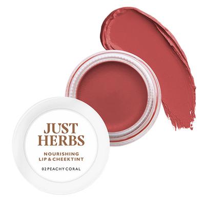 Just Herbs Nourishing Lip and Cheek Tint with Javitri + Jojoba Oil 02 Peachy Coral 4gm - Lip Stains & Tints