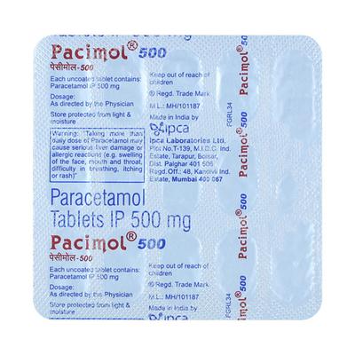 Pacimol 500mg Tablet 15'S - Fever-Ana