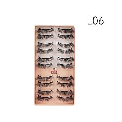 Bronson Professional Eyelash Set 3D False Long And Natural Eye Makeup No. L06 10's - Eyelashes