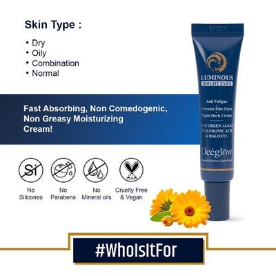 Oceglow Luminous Bright Under Eye Cream for Women & Men, Stop Anti Aging & Wrinkles All Skin Types 15 ml - Under Eye Creams & Serums