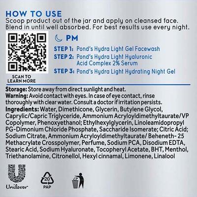 Pond's Hydra Light Hyaluronic Acid Hydrating Night Gel 50 gm - Night Cream