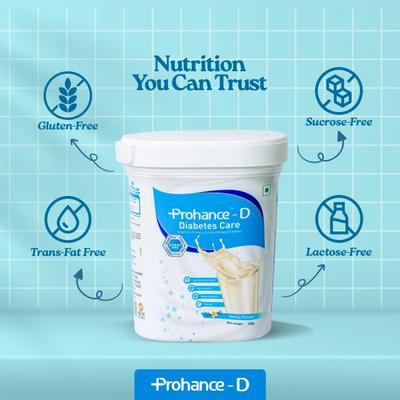 PROHANCE D DIABETES CARE SUCROSE FREE VANILLA FLAVOUR Powder 400gm - Supplements-Vam