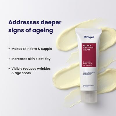 Re'equil 0.5% Retinol Night Cream Prevents Fine Lines, wrinkles For smooth, youthful skin 32 gm - Night Cream