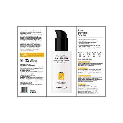Kimirica Multi Protection Sunscreen SPF 50 PA+++ for UVA/B Protection with Liquorice Extract 100g - Face Sunscreen