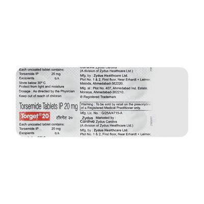 Torget 20mg Tablet 10'S - Hypertension-Diu