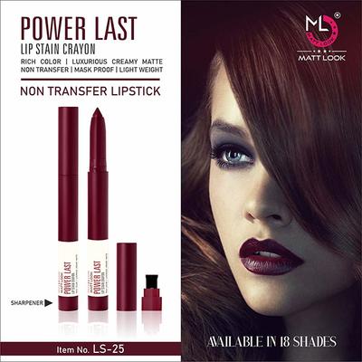 Matt Look Power Last Lip Stain Crayon, 12 Bomb Shell 1.3gm - Lipsticks