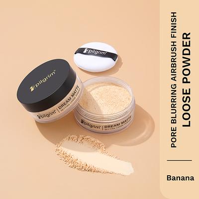 Pilgrim Banana Setting Loose Powder with Brightening Effect Sets Makeup All Day Long Pore-Blurring Smooth Finish Instant Oil-Control Lightweight 8 gm - Loose Powder