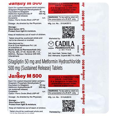 JANKEY M 500 Tablet 15's - Diabetes-Ant