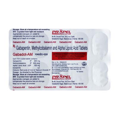 GABADOT AM Tablet 10's - Neuropathic Pain-Dru