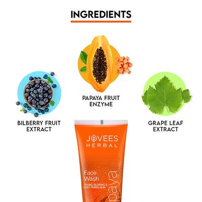 Jovees Herbal Papaya Face Wash for All Skin Types and Paraben & Alcohol Free 120ml - Face Wash & Cleansers