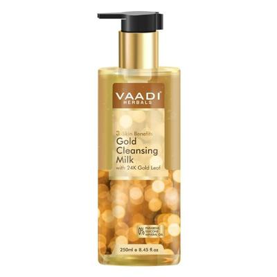 Vaadi Herbals Gold Cleansing Milk with 24k Gold Leaf - 3-skin Benefits 250 ml - Lotions & Creams
