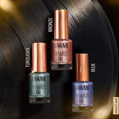 Lakme Ultimate Glam Chrome Nail Blue CH4 6 ml - Nail Polish